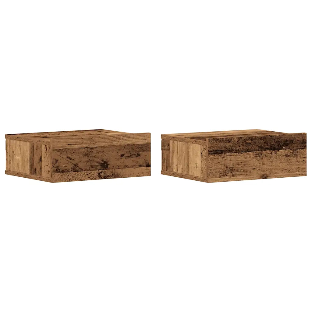 Comodini Pensili 2pz Legno Antico 40x32x15 cm Legno Multistrato 861120