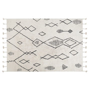 Tappeto cotone nero e bianco sporco 140 x 200 cm moderno orientale motivo geometrico