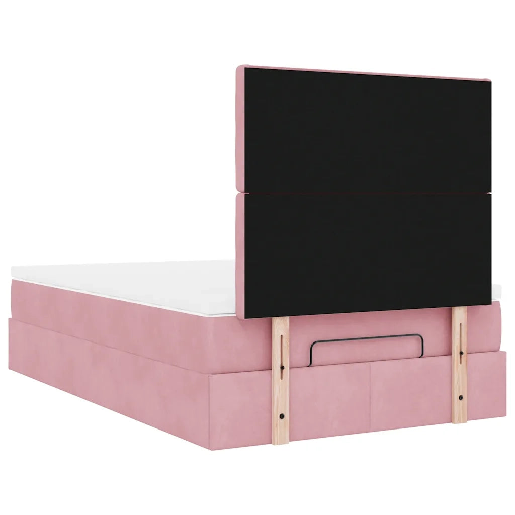 vidaXL Struttura Letto Pouf con Materassi Rosa 120x190 cm Velluto