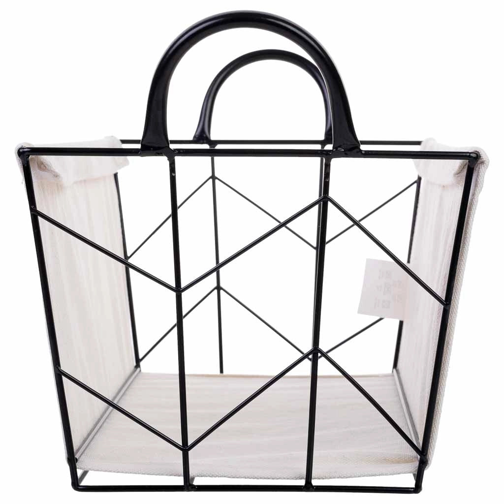 Cesto di stoccaggio in metallo e tessuto 35x23x18/25