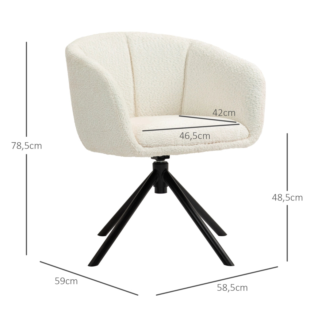 POLTRONA girevole 58,5x59x78,5 cm in poliestere bianco crema