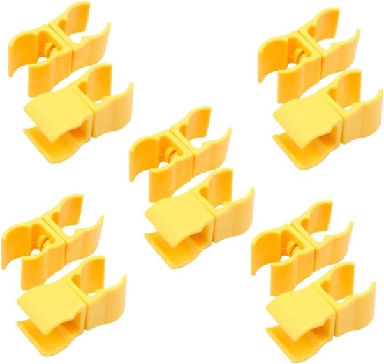 10 x Clip per asta di bandiera - Clip di allunaggio - Chiusura per allenamento di agilità asta - per esercizi di calcio, ostacoli - giallo