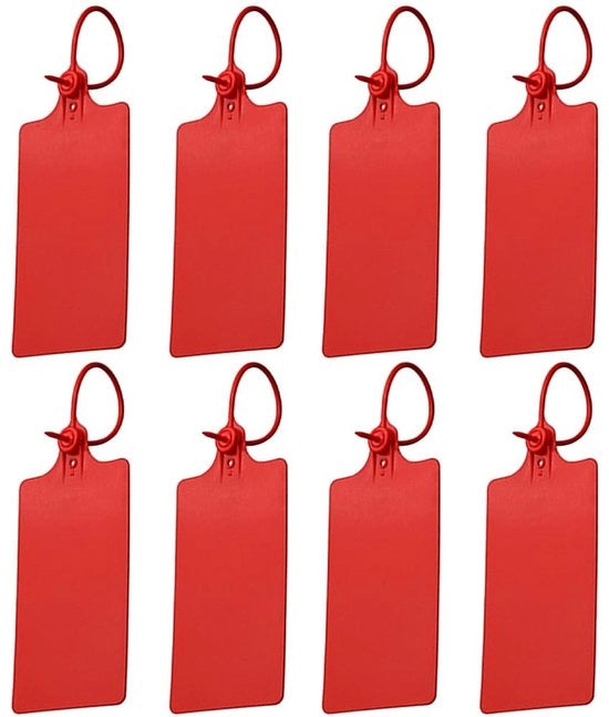 Etichette di spedizione 100 pezzi - Etichette impermeabili - Sigilli di sicurezza automatici - Adesivi resistenti alla scalfittura - 250 mm - Rosso - Etichette
