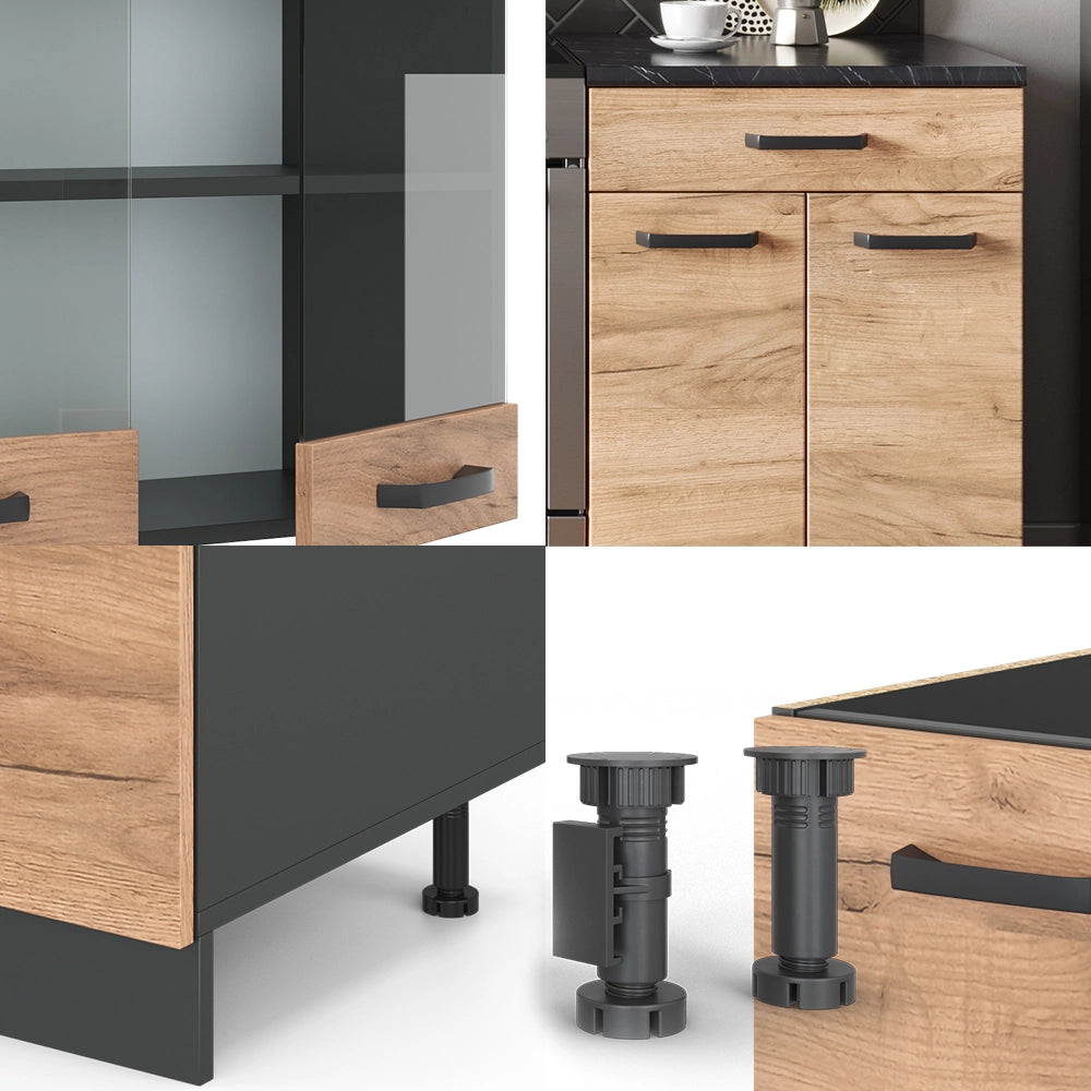 Vicco Cucina componibile Quercia dorata/antracite 200 cm , PL Marmo