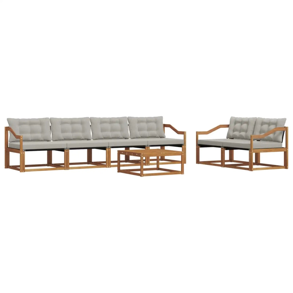 Set di divani da esterno 7 pcs Grigio Naturale e Chiaro 3369226