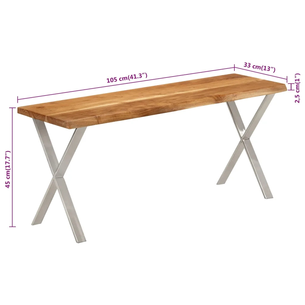 Panca con Bordi Vivi 105 cm in Legno Massello di Acacia 372758