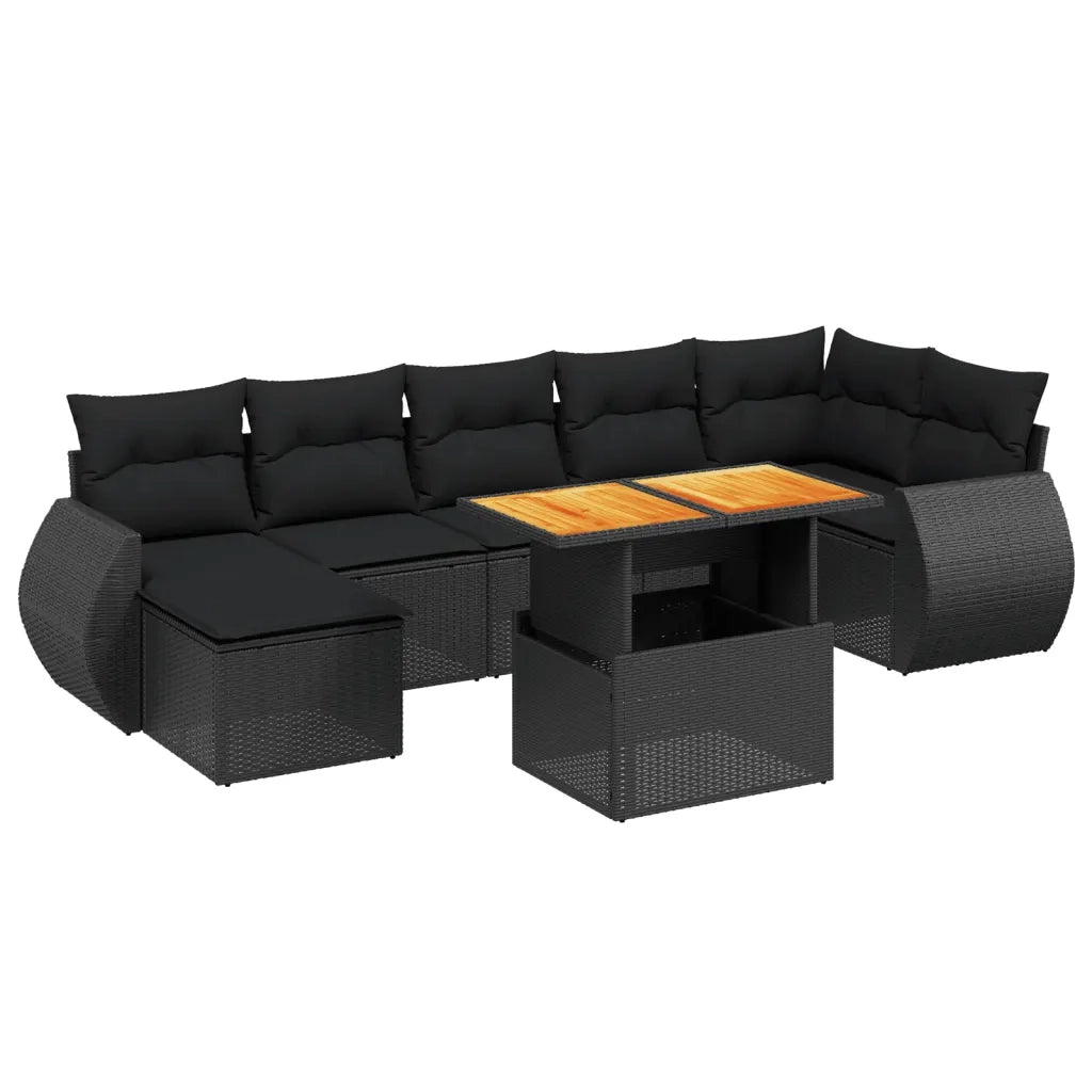 Set Divani da Giardino con Cuscini 8 pz Nero in Polyrattan 3272301