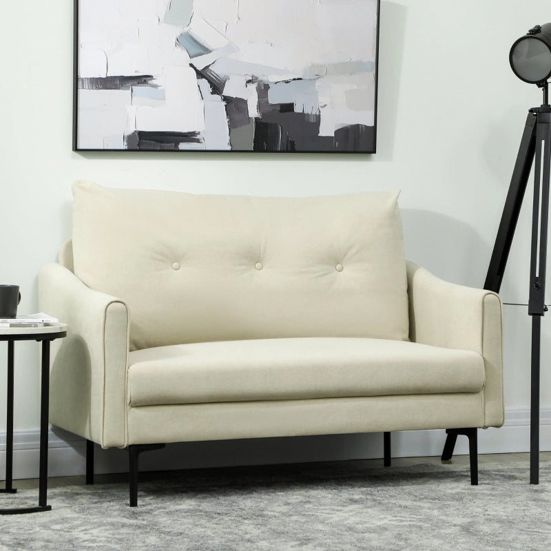 DIVANO 2 posti 124x73x92 cm Bianco crema Metallo