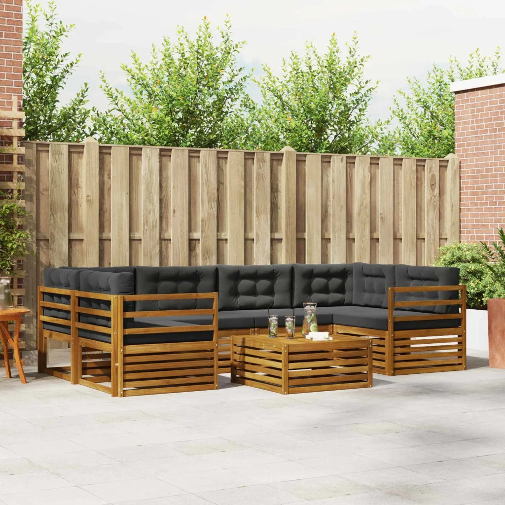 Set di divani da esterno con cuscino 7 pcs Naturale e Antracite
