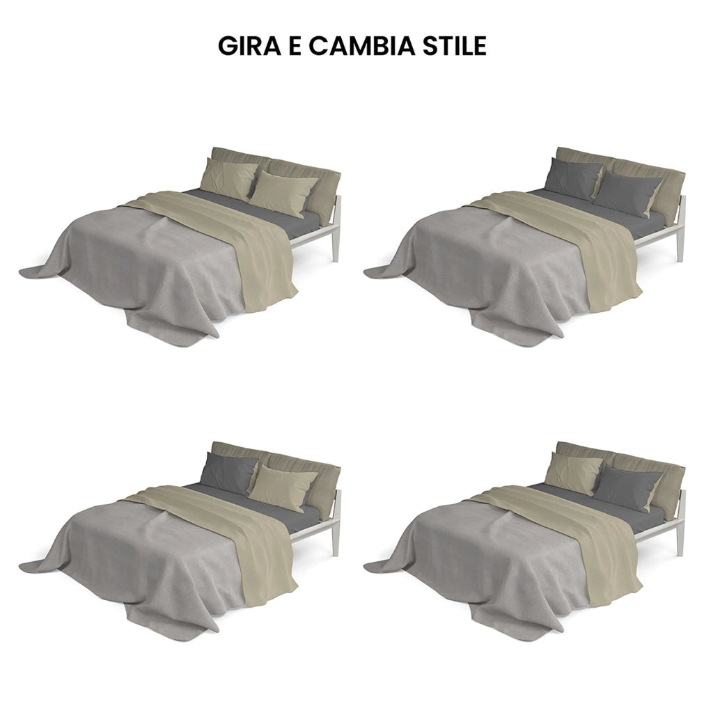Set Lenzuola Sopra Sotto e Federe Doubleface Tortora/Fumo 1 Piazza e Mezzo