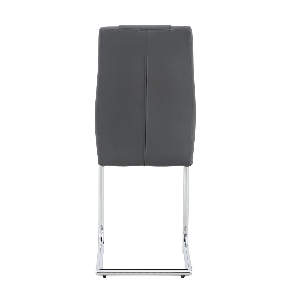 Sedie da Pranzo Scandinave ¨C MINIMAL ¨C Set 4 Pezzi, Similpelle Grigio Scuro, Gambe in Metallo