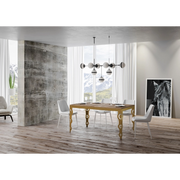 Tavolo allungabile 90x160/420 cm Karamay Evolution telaio Oro - Quercia Natura