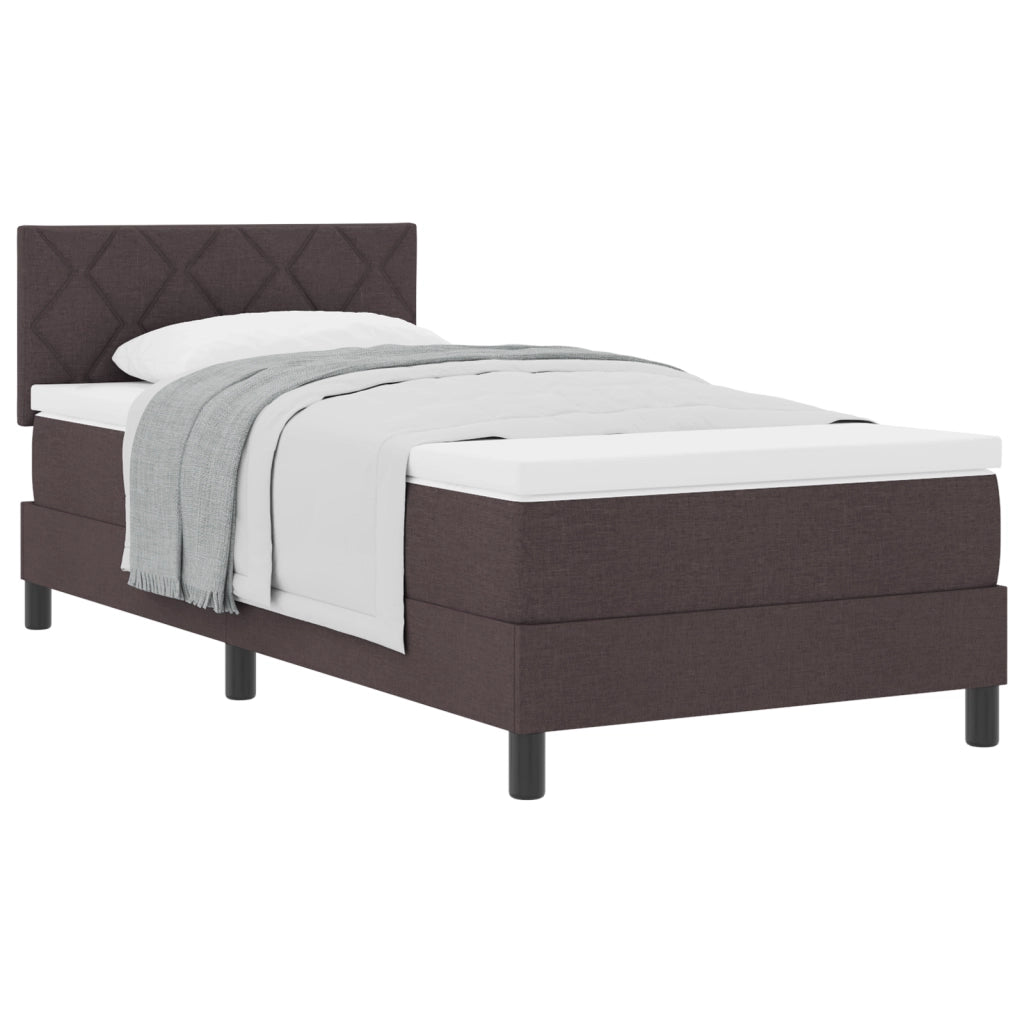 Letto box spring con materasso marrone scuro 90x200 cm tessuto