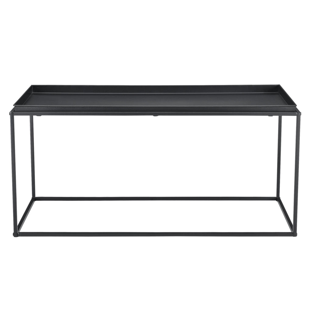 Tavolino Basso da Caffè 47 x 100 x 50cm Tavolino in Metallo da Salotto / Soggiorno / Sala di Attesa con Superficie Antigraffio - Nero Opaco