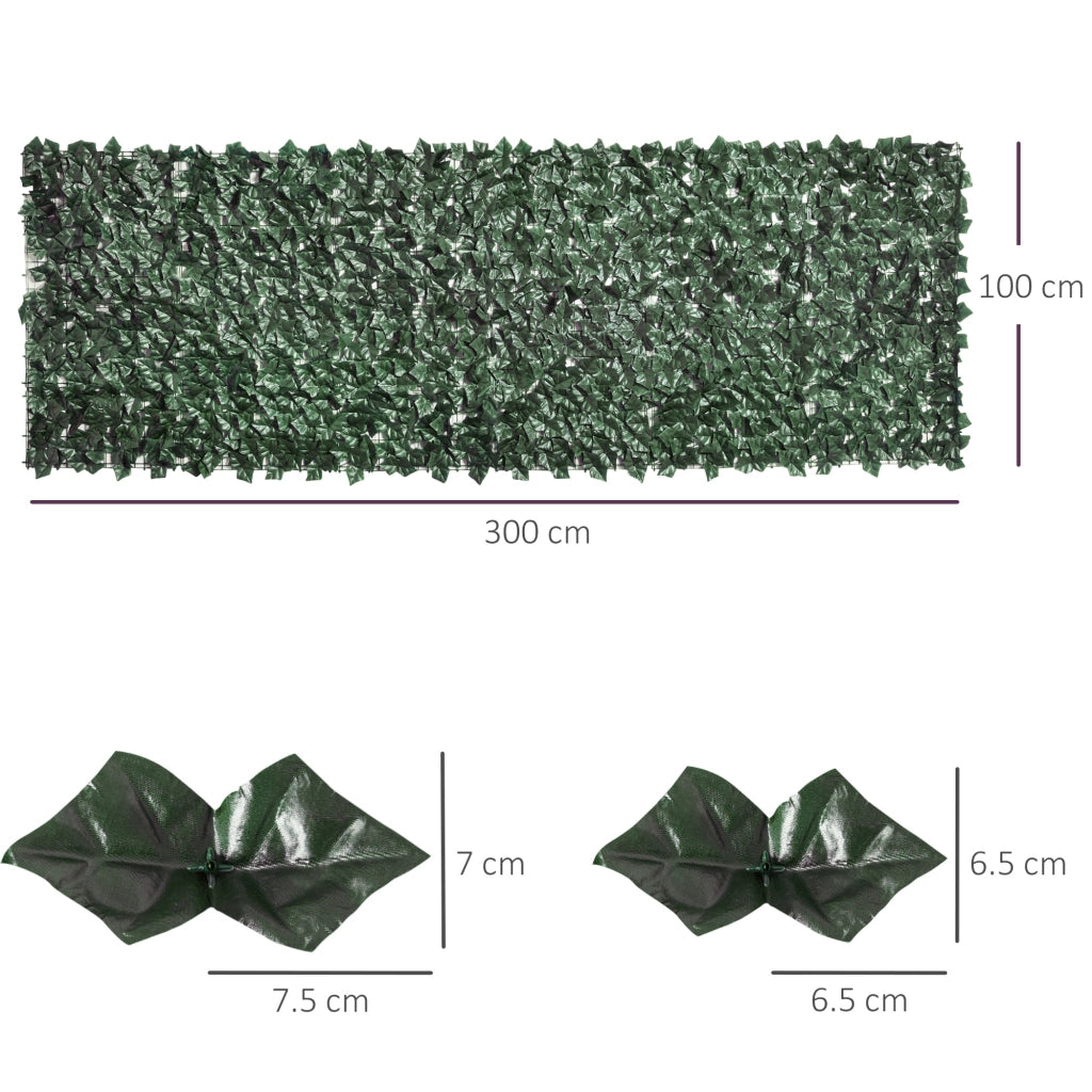 Siepe Artificiale Frangivista Fogliame Fitto 300¡Á100 cm Plastica Resistente ai Raggi UV Verde Scuro per Balcone Terrazza Recinzione