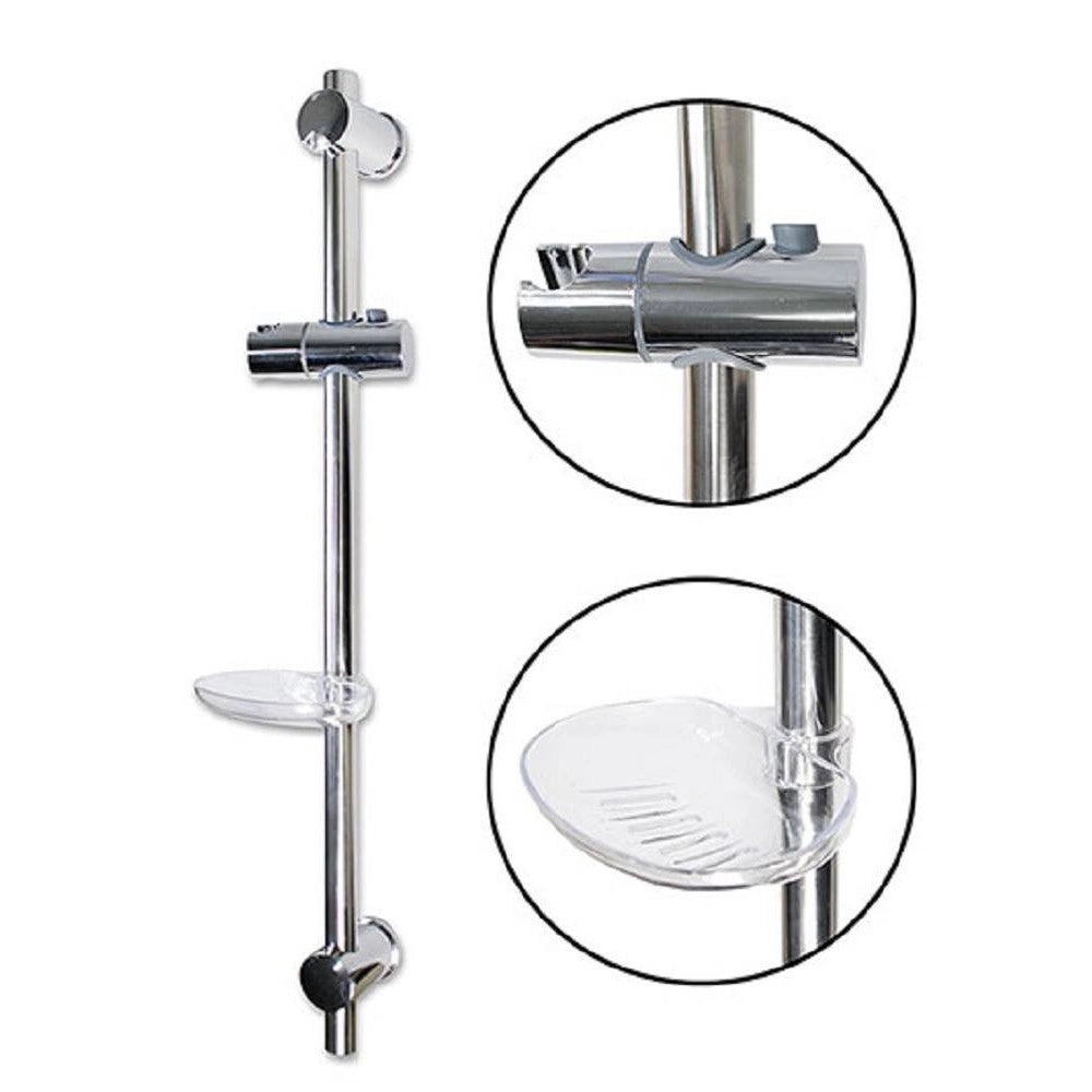 Trade Shop - Saliscendi Per Soffione Doccia Altezza Regolabile Con Portasapone 70 Cm 69203 -