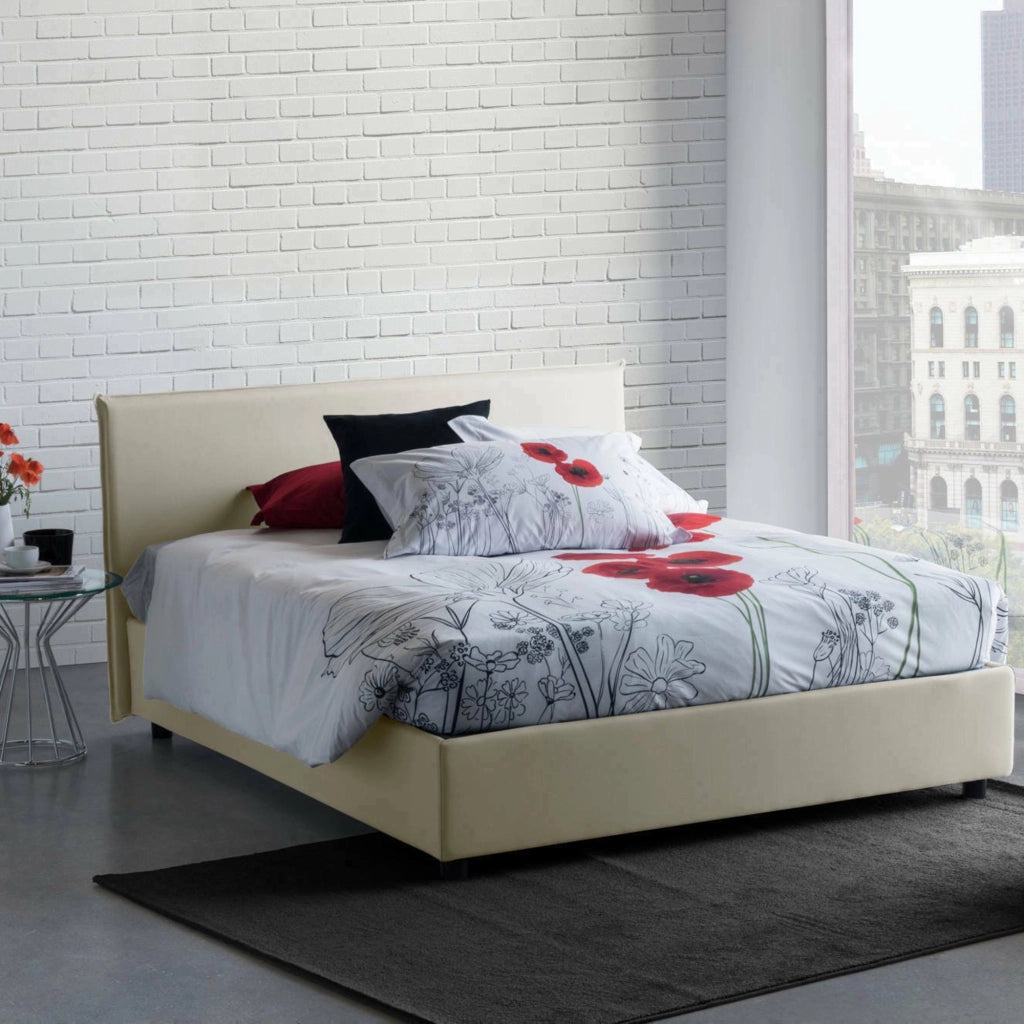 Letto Matrimoniale Ashlee, Letto Matrimoniale Sfoderabile Made in Italy, Beige
