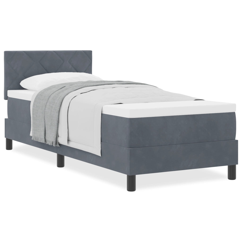 Letto Box Spring con Materasso Grigio Scuro 80x200 cm in Velluto