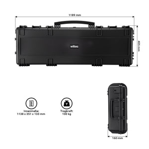 Waffenkoffer 118,9 x 40,5 x 16 cm für Langwaffen, Gewehrkoffer mit Schaumstoffpolsterung und Rollen für sicheren Transport, Langwaffenkoffer mit Tragegriff
