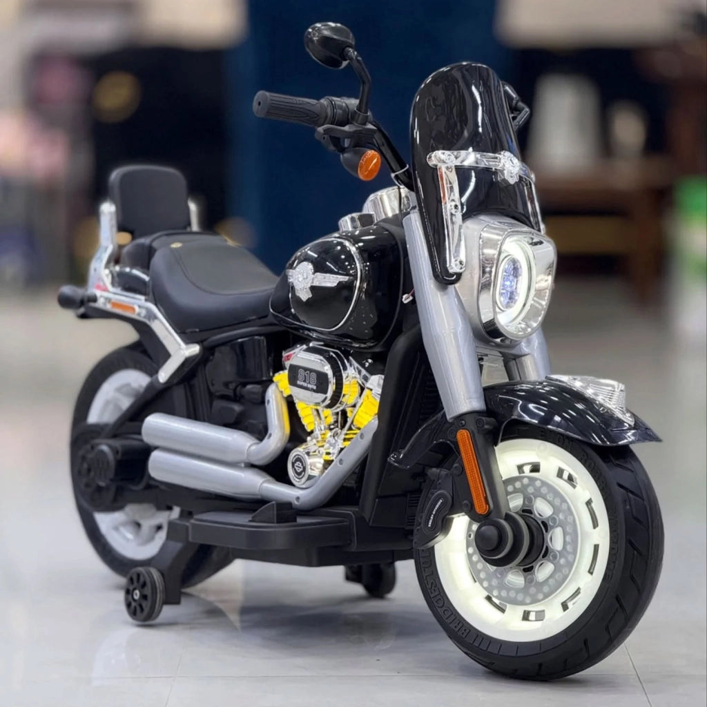 Moto Elettrica per Bambini Cruiser Acceleratore a Manubrio 12V 7Ah Blu Metallizzato