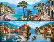Set di Pianificazione con Diamanti 3D 30x40 cm – 4 Opzioni di Arte Fai da Te con Diamanti (Città al Mare)