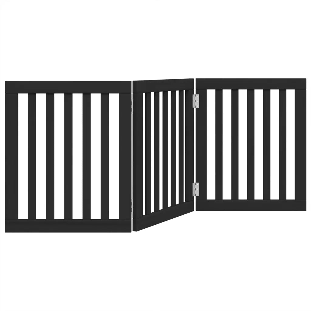 Cancello per Cani Pieghevole 3 Pannelli Nero 150cm Legno Pioppo CFW9957238