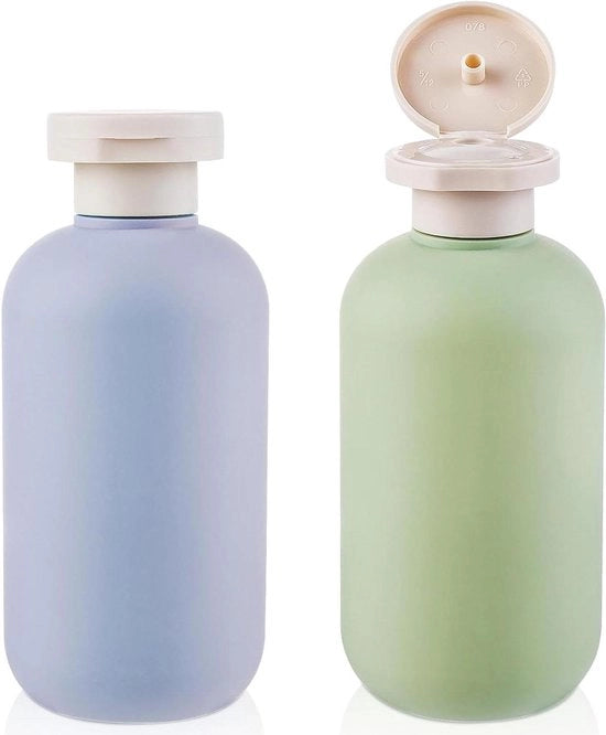 Set di contenitori per shampoo e creme 2 pezzi 200 ML con coperchio a scorrimento per viaggio - Contenitori in plastica per lotion e condizionatore