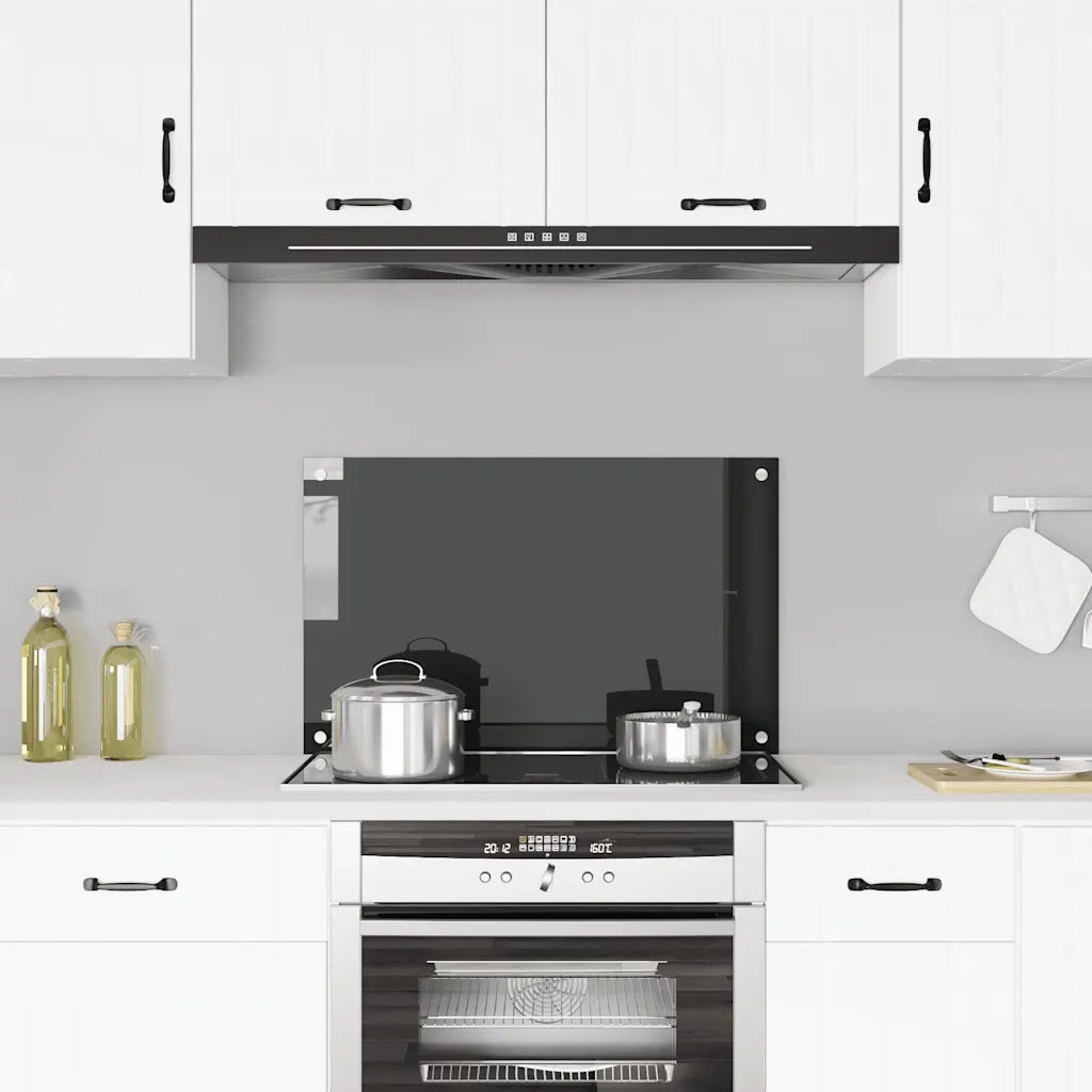 Paraschizzi per Cucina Nero 80x50 cm in Vetro Temperato 249485