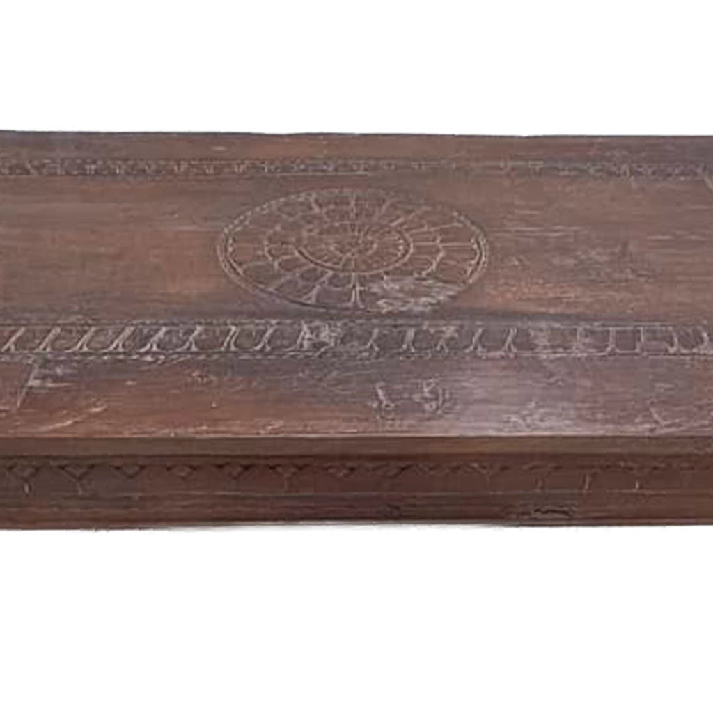 Tavolino in legno artigianale marrone 147x81x37h cm