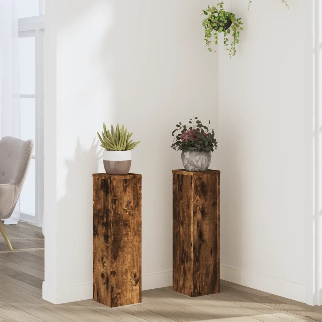 vidaXL Supporti per Piante 2 pz Rovere 17x17x60 cm Legno Multistrato