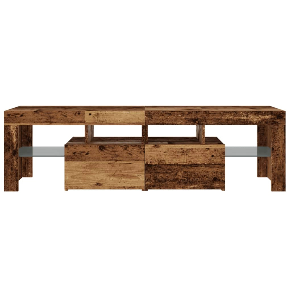 Mobile TV multimediale scaffale TV credenza mobile TV sala da pranzo soggiorno camera da letto con luci LED legno invecchiato legno ingegnerizzato marrone 02_0026839