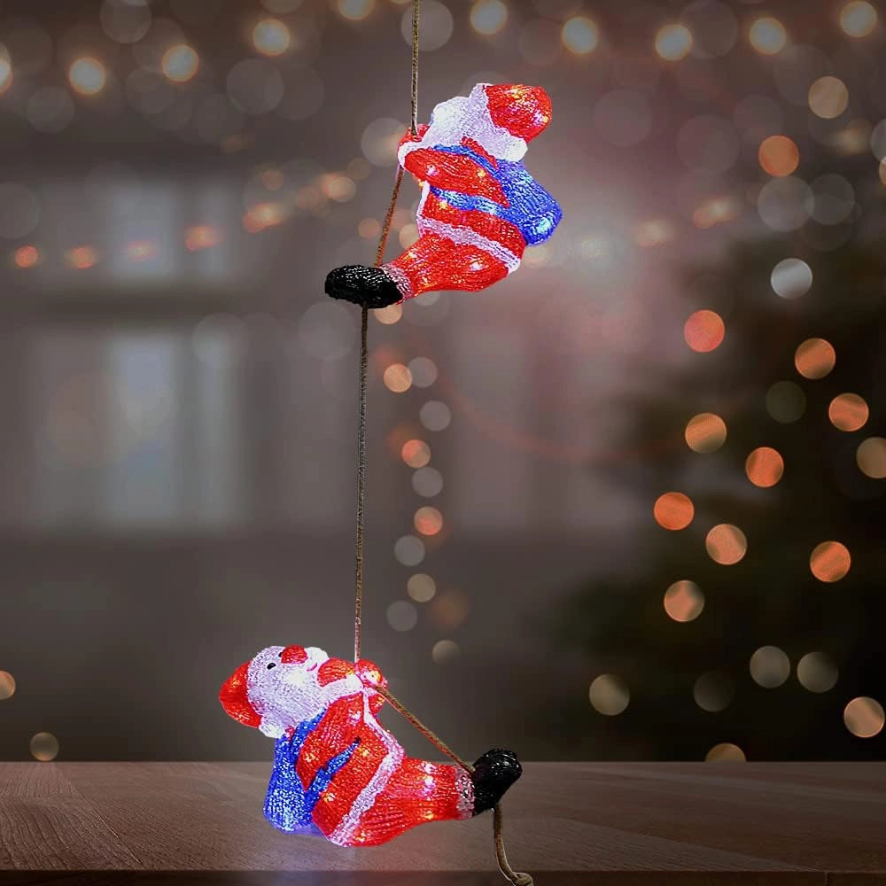 ® LED Figura Acrilica 3x Babbo Natale 30cm Decorazione Natalizia Interno Esterno Festa Natale Balcone Luci Led Deco Design
