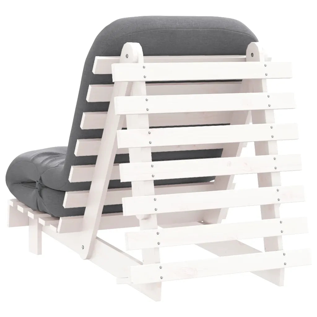 Divano letto | Sof¨¤ letto | Letto singolo Futon con Materasso Bianco 70x206x11cm Legno Pino