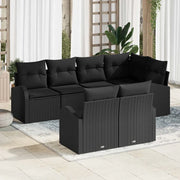 Set Divano da Giardino Nero polyrattan