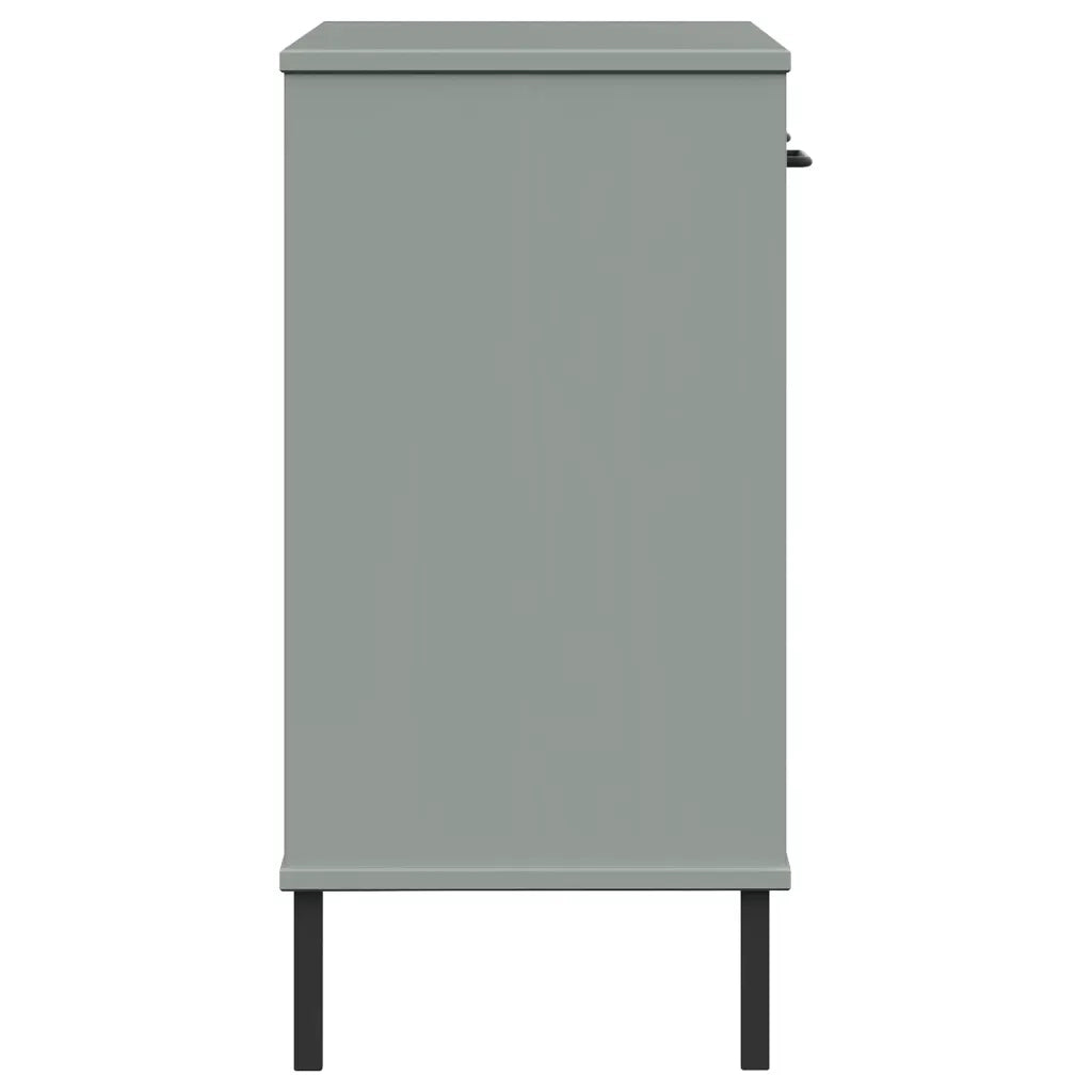 Mobile Consolle Gambe Metallo Grigio Legno Massello Pino OSLO 351004