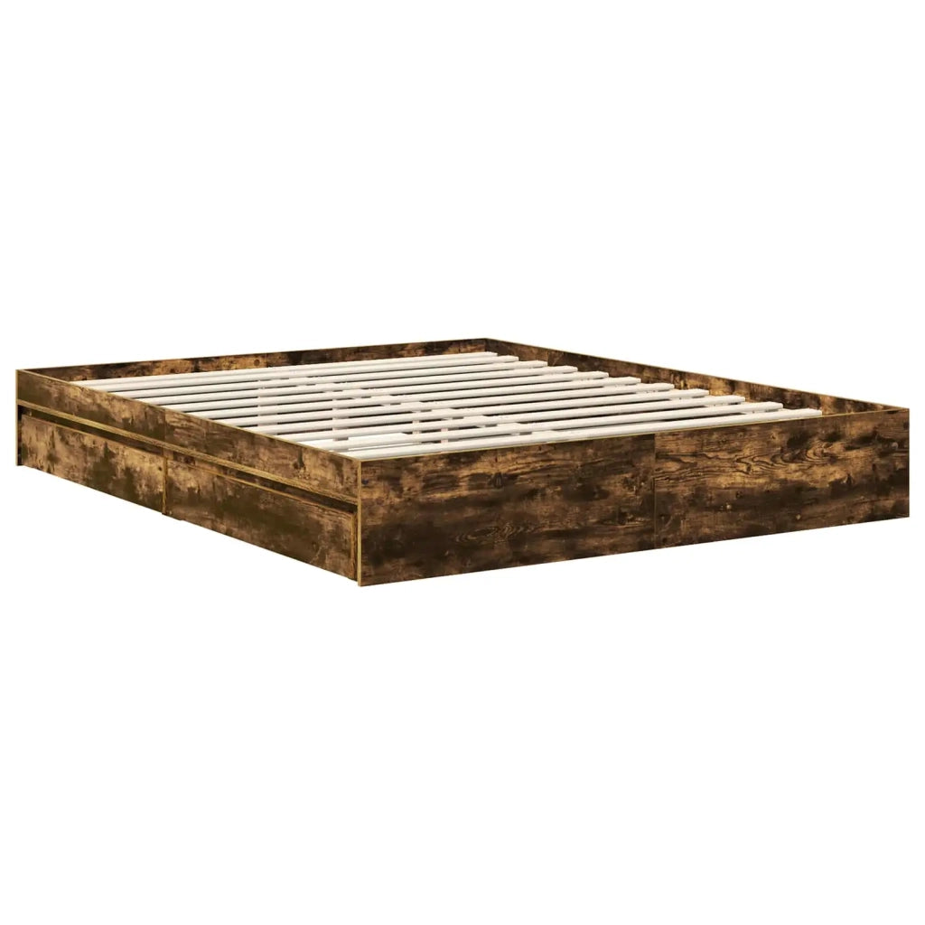 Letto con Contenitore con testiera Rovere fumé 160 x 200 cm 3410781