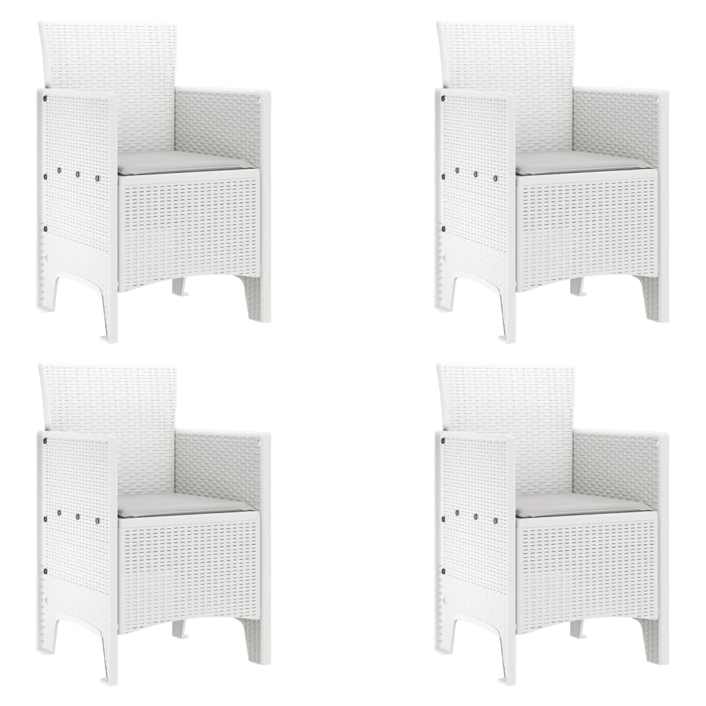 Set da pranzo da giardino a 5 pezzi con cuscini Bianco Polyrattan