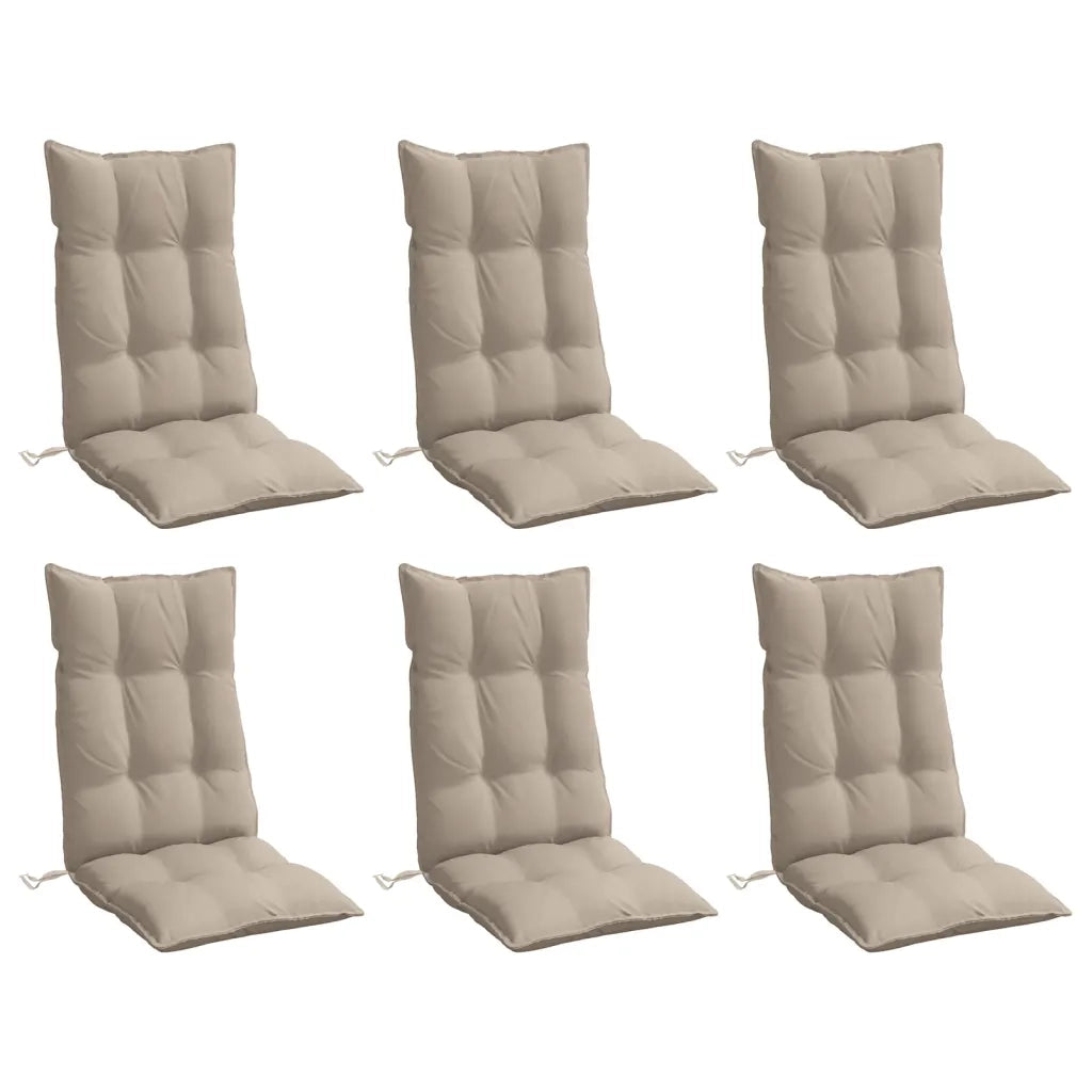 Cuscini per Sedia con Schienale Alto 6pz Tortora Tessuto Oxford 377628