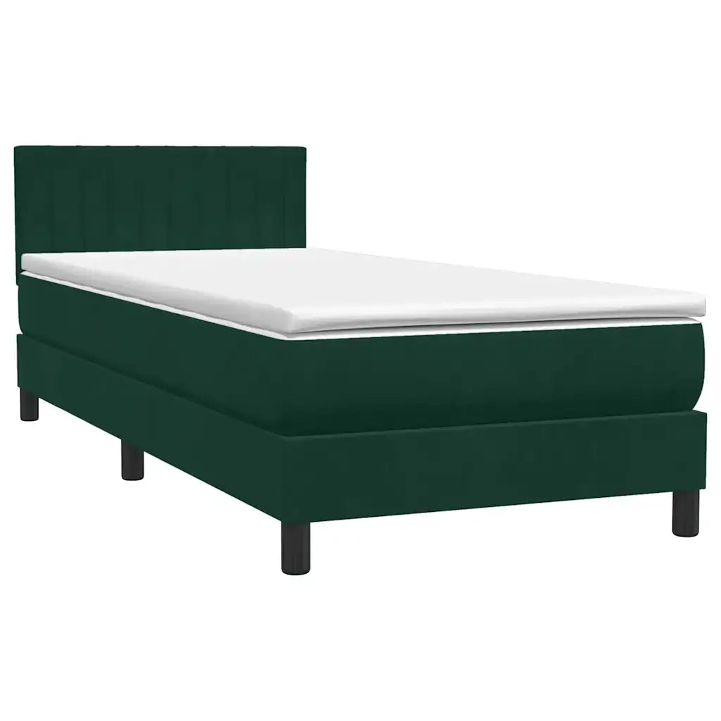 Letto a Molle con Materasso e LED Verde Scuro 80x220 cm Velluto 3317100
