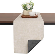Tavolo di servizio in imitazione di legno, moderno, a doppia faccia, antiscivolo, resistente al calore, lavabile, tavolo di servizio per matrimoni, compleanni, decorazione della tavola da pranzo (grigio, bianco crema, 40x240cm)