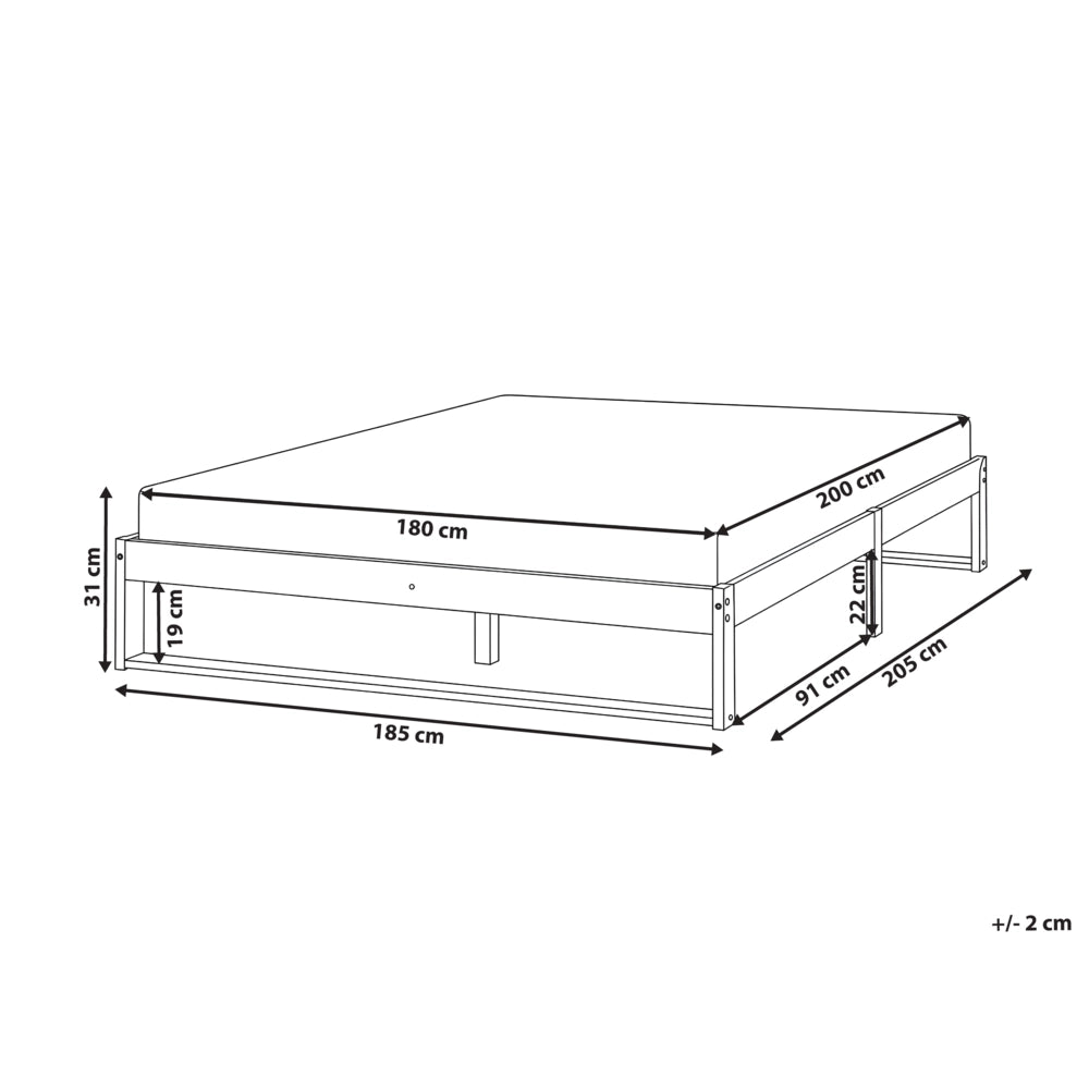 Letto matrimoniale in legno di pino 180 x 200 cm marrone chiaro stile minimalista