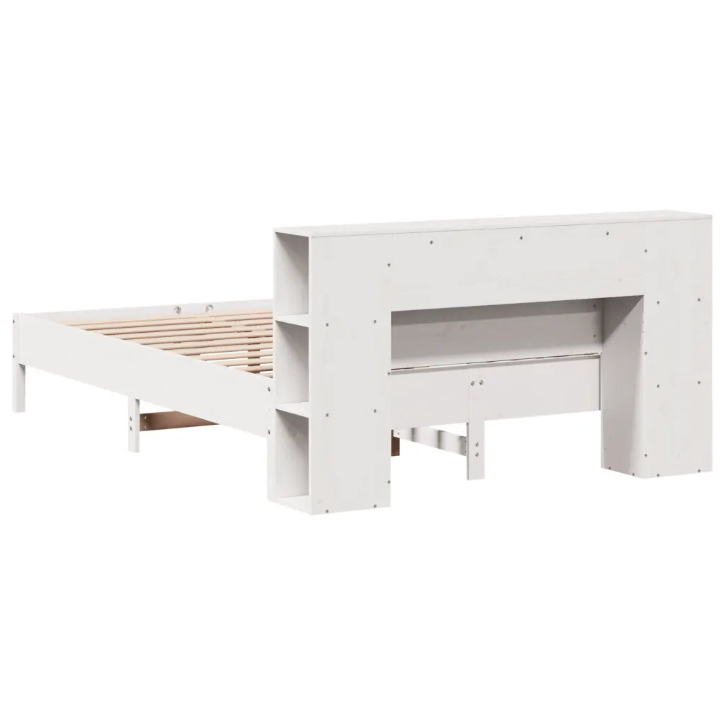Letto Libreria senza Materasso Bianco 150x200 cm Legno di Pino 3322829