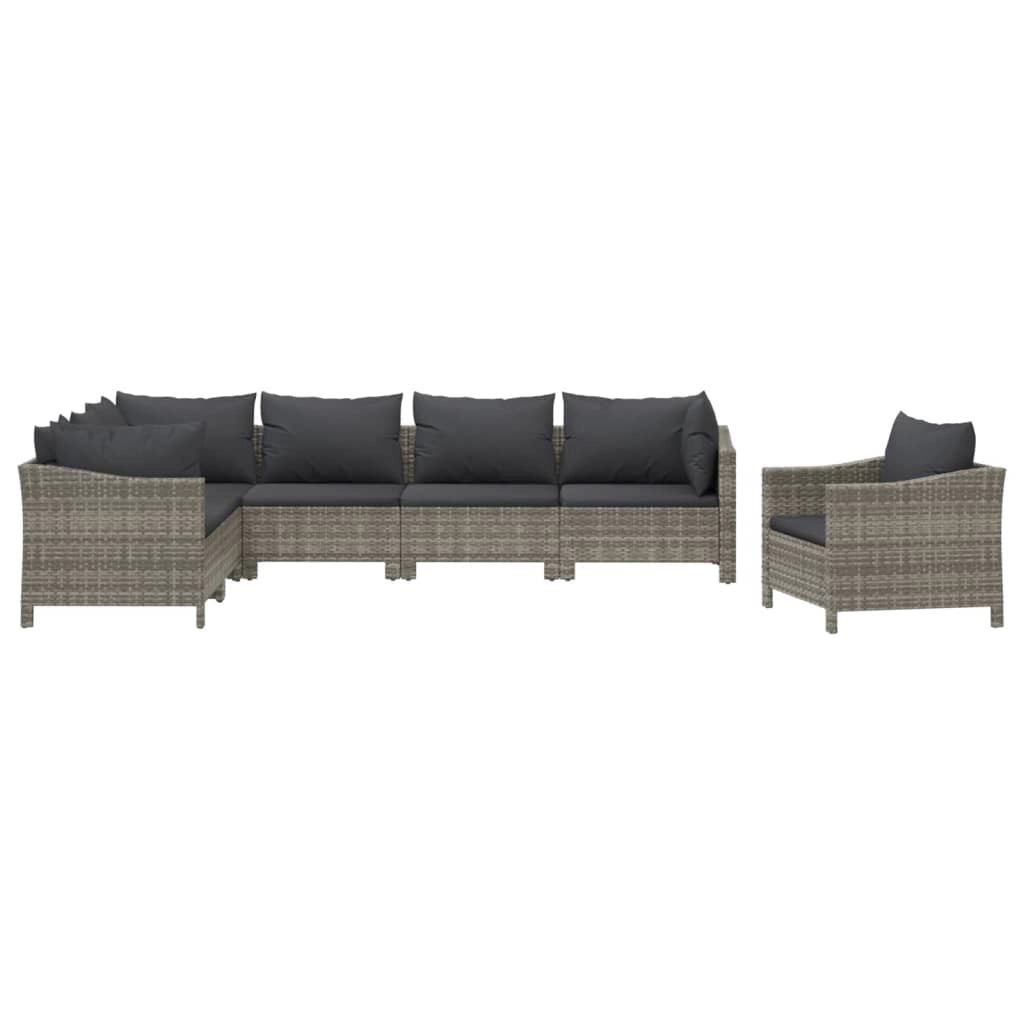 Set di mobili da giardino mobili da esterno 7 pezzi con cuscini resina intrecciata grigia 02_0017210