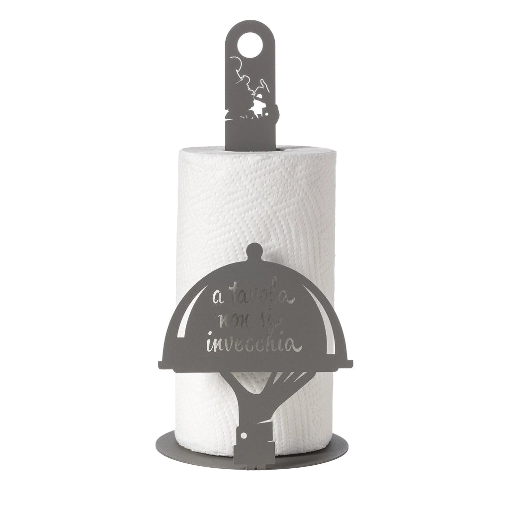 Porta rotolo da cucina "A tavola non si invecchia" Fango