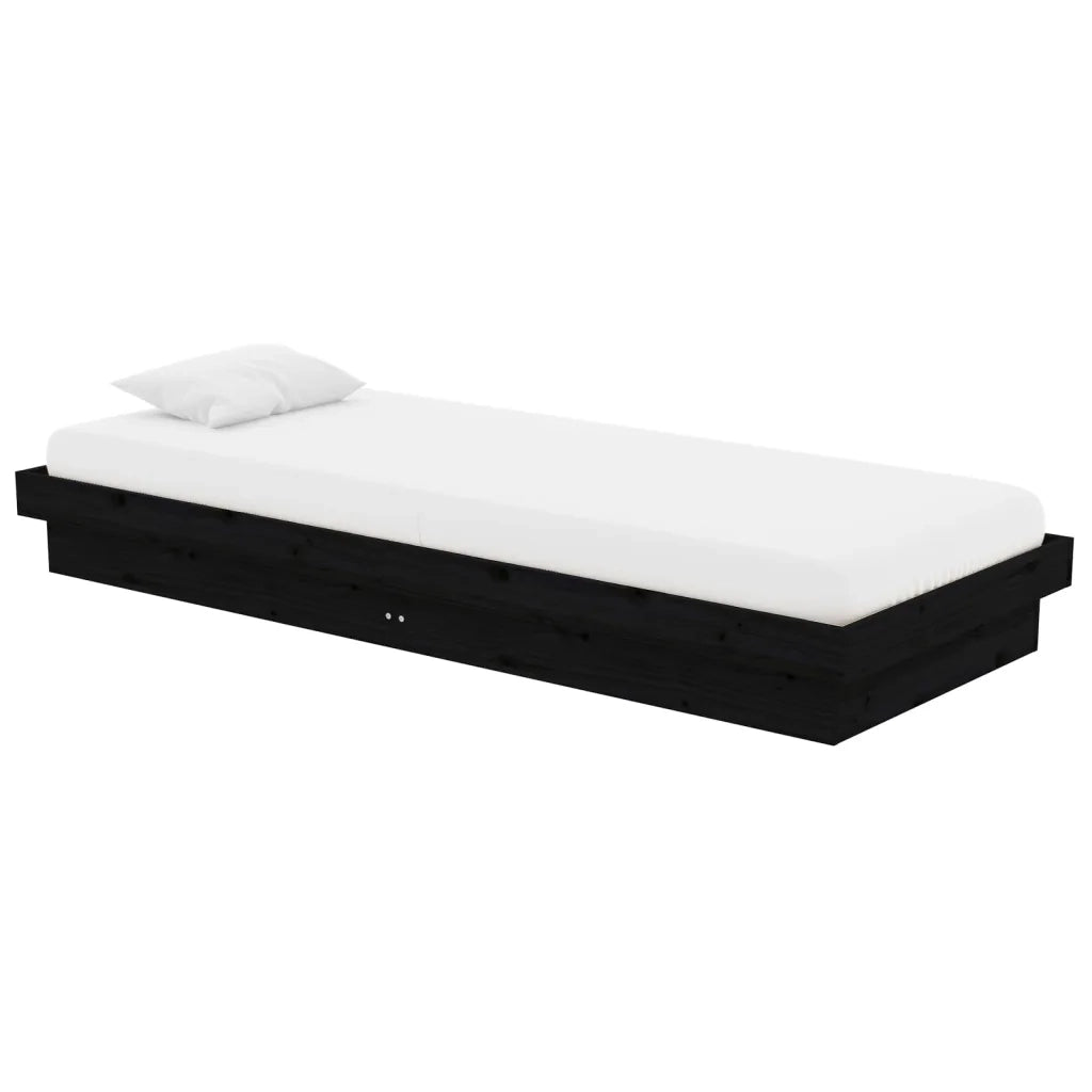 Giroletto-Struttura Letto in Legno Massello Nero 75x190 cm Small Single 986729