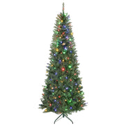 Albero di Natale 210 cm Illuminato con 350 Luci Bianche e Colorate, 9 Modalit¨¤ di Illuminazione