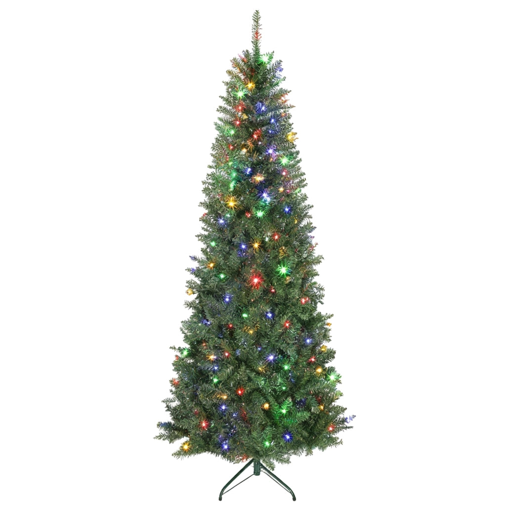 Albero di Natale 210 cm Illuminato con 350 Luci Bianche e Colorate, 9 Modalit¨¤ di Illuminazione