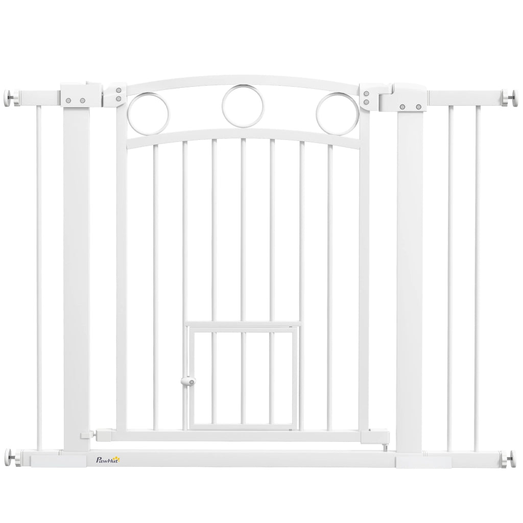 Barriera estensibile a forbice con cancelletto per gatti, doppia chiusura, in plastica bianca 76 × 104 cm