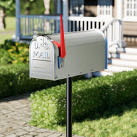 Cassetta postale americana in acciaio zincato grigio con materiale di montaggio