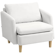 Poltrona da Salotto Moderna in Tessuto con Seduta Ampia e Imbottitura Spessa, 90x86x91 cm, Crema